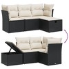 vidaXL Patio Sofa Set with Cushions Outdoor Furniture 4 Piece Poly Rattan - Black and Cream without Storage - 3 of 4