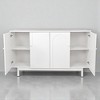 Modern 4-Door Storage Cabinet with Intaglio Design, Adjustable Shelf, Solid Pine Legs & Wood Pulls, Buffet Sideboard for Dining Room and Kitchen - 3 of 4