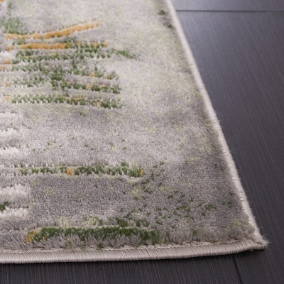 Palma Beige and Green Hand-Knotted Synthetic Area Rug