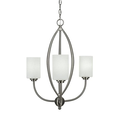 Toltec Lighting Marquise 3 - Light Chandelier in  Brushed Nickel with 4" White Muslin Shade