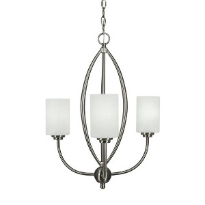 Toltec Lighting Marquise 3 - Light Chandelier in  Brushed Nickel with 4" White Muslin Shade - 1 of 1