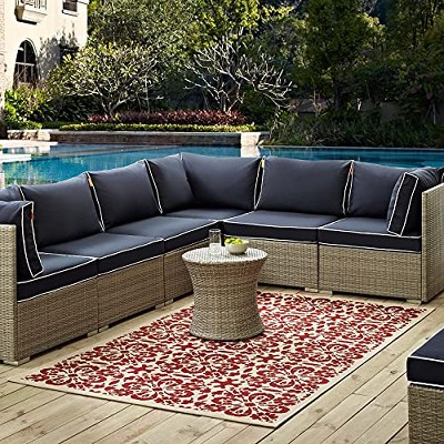 Modway Ariana Vintage Floral Trellis 4x6 Indoor and Outdoor Area Rug