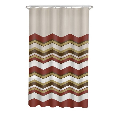 Shower Curtain with Gold Chevron, Geometric Pattern, Gold Shower