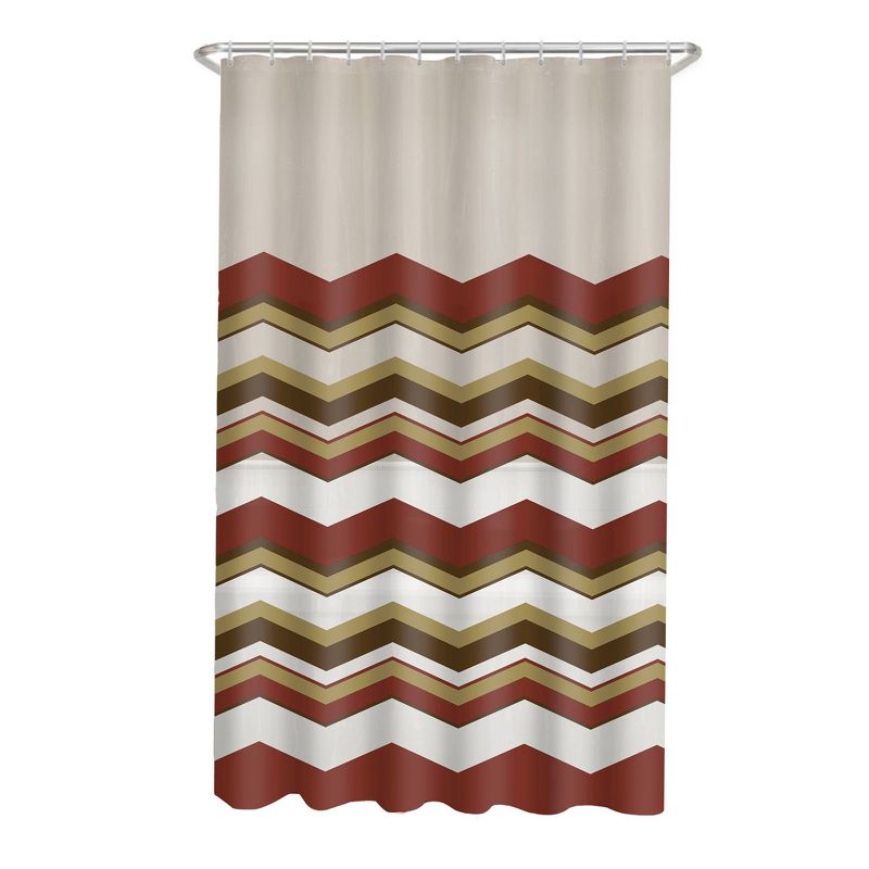 13pc Chevron PEVA Shower Curtain and Rings Set - Zenna Home, 1 of 8