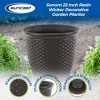 Suncast Sonora 22 Inch Resin Wicker Decorative Garden Planter, Java (2 Pack) - image 2 of 4