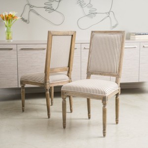 Set Of 2 Dining Room Side Chairs,Fabric Upholstered Dining Chair With Rubberwood Legs,Wooden High Back Kitchen  Armless Chair-Coolbibila - 1 of 4