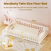 DoCred Toddler Floor Bed for Kids, Wood Floor Bed w/Slats & Fence for Girls and Boys, Montessori Bed Frame - 2 of 4