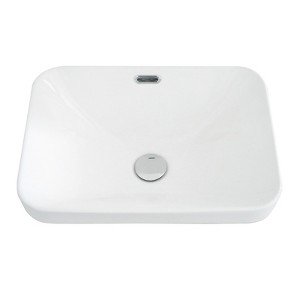Vynxaria 18"L x 14"W Undermount Bathroom Sink Ceramic Integrated Basin Gloss White - 1 of 4