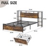 Platform Bed Frame with Headboard, 3-Tier Storage Shelves & 2 Drawers, Brown - 2 of 4