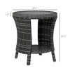 18" Wicker Outdoor Coffee Table, PE Rattan Patio Side Table with 2-Tier Storage, Composite Wood Top - 3 of 4