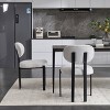 Vynxaria Set of 2 White Boucle Dining Chairs with Black Metal Legs - 2 of 4
