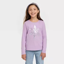 Girls' Long Sleeve Flip Sequin T-Shirt - Cat & Jack™ Dusty Violet XS