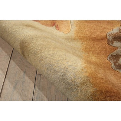 Handmade Somerset Round Beige Floral Synthetic Rug - 7'9" x 10'10"