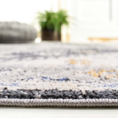 Odyssey ODY858 Power Loomed Indoor Accent Rug - 4'x6' - Dark Grey/Blue Gold - Safavieh