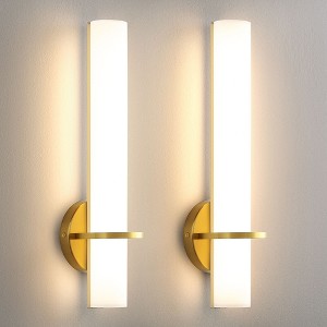 KAISITE Modern Gold Wall Sconces Set of Two Bathroom Sconce Dimmable LED Wall Sconce Light with Acrylic Lampshade - 1 of 1
