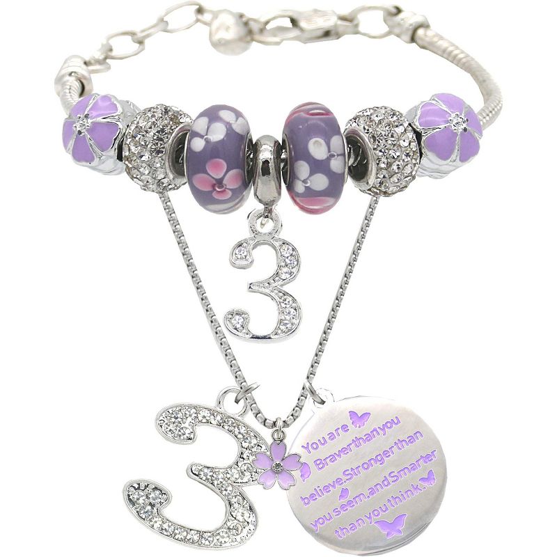 Meant2tobe 3rd Birthday Bracelet Necklace - Purple, 1 of 4