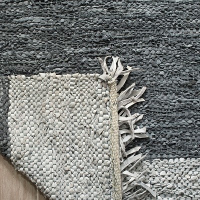 Handmade Light Grey and Dark Grey Cowhide Area Rug