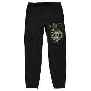 Beetlejuice Sandworm with Skull and Logo Men's Black Jogger Pants - 1 of 3