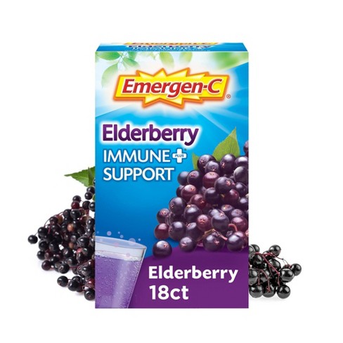 Emergen-C Immune+ Dietary Supplement Powder Drink Mix with Vitamin C - Elderberry - 18ct - image 1 of 4