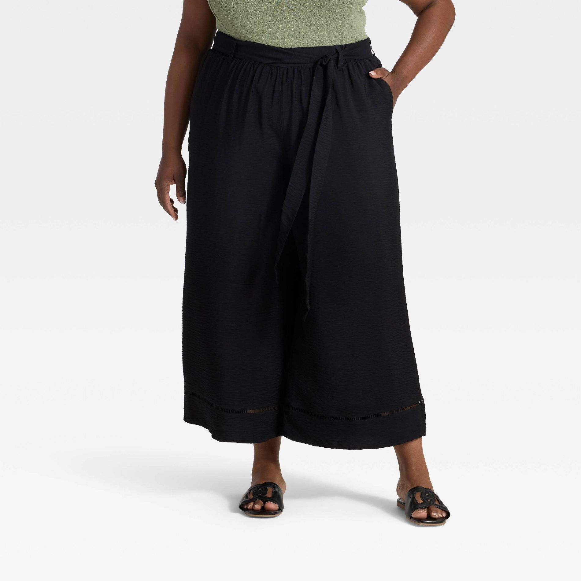 Women's High-Rise Wide Leg Cropped Palazzo Pants - Ava & Viv™