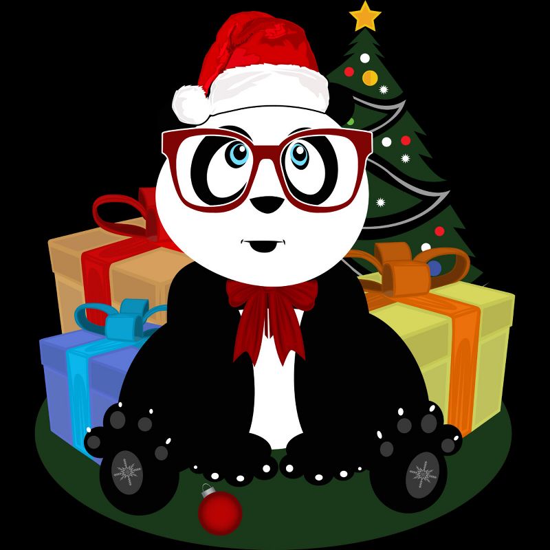 Junior's Design By Humans Christmas - Panda Nerd By Adamzworld T-Shirt, 2 of 4