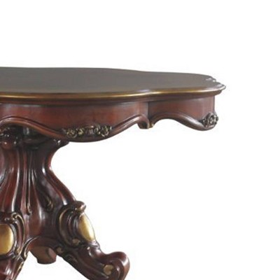 Transitional Cherry Oak Round Extendable Dining Table
