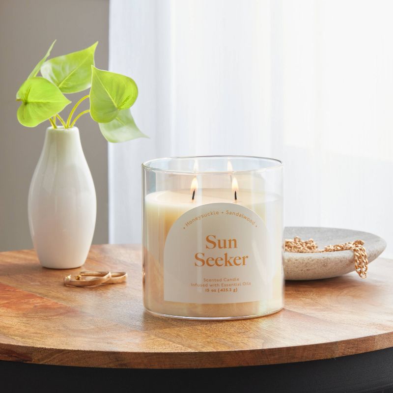 2-Wick 15oz Glass Jar Candle with Iridescent Sleeve Sun Seeker - Opalhouse&#8482;, 3 of 5