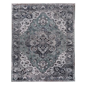 Contemporary Abstract Medallion Border Washable Indoor Area Rug by Blue Nile Mills - 1 of 4