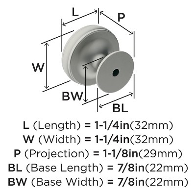 Satin Nickel Round Traditional Cabinet Knob with Mounting Hardware