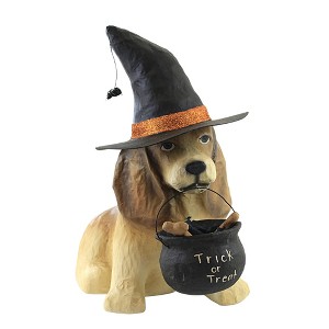 Bethany Lowe Designs 14.0 Inch Trick Or Treat Dog Witches Hat Brew Pot Figurines - 1 of 3