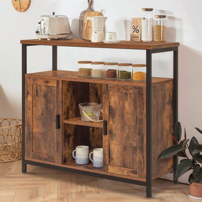 USIKEY Storage Cabinet with 2 Doors, Kitchen Buffet Cabinet with Storage, Storage Sideboard with Adjustable Shelves, for Living Room