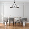 PAKOKULA 12-Light Black Candle Style Wagon Wheel Chandelier with Clear Glass Shade for Dining Room Kitchen Island - 3 of 4