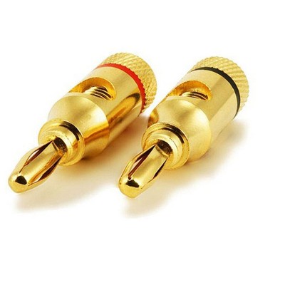 Monoprice 1 PAIR OF High-Quality Gold Plated Speaker Banana Plugs, Open Screw Type