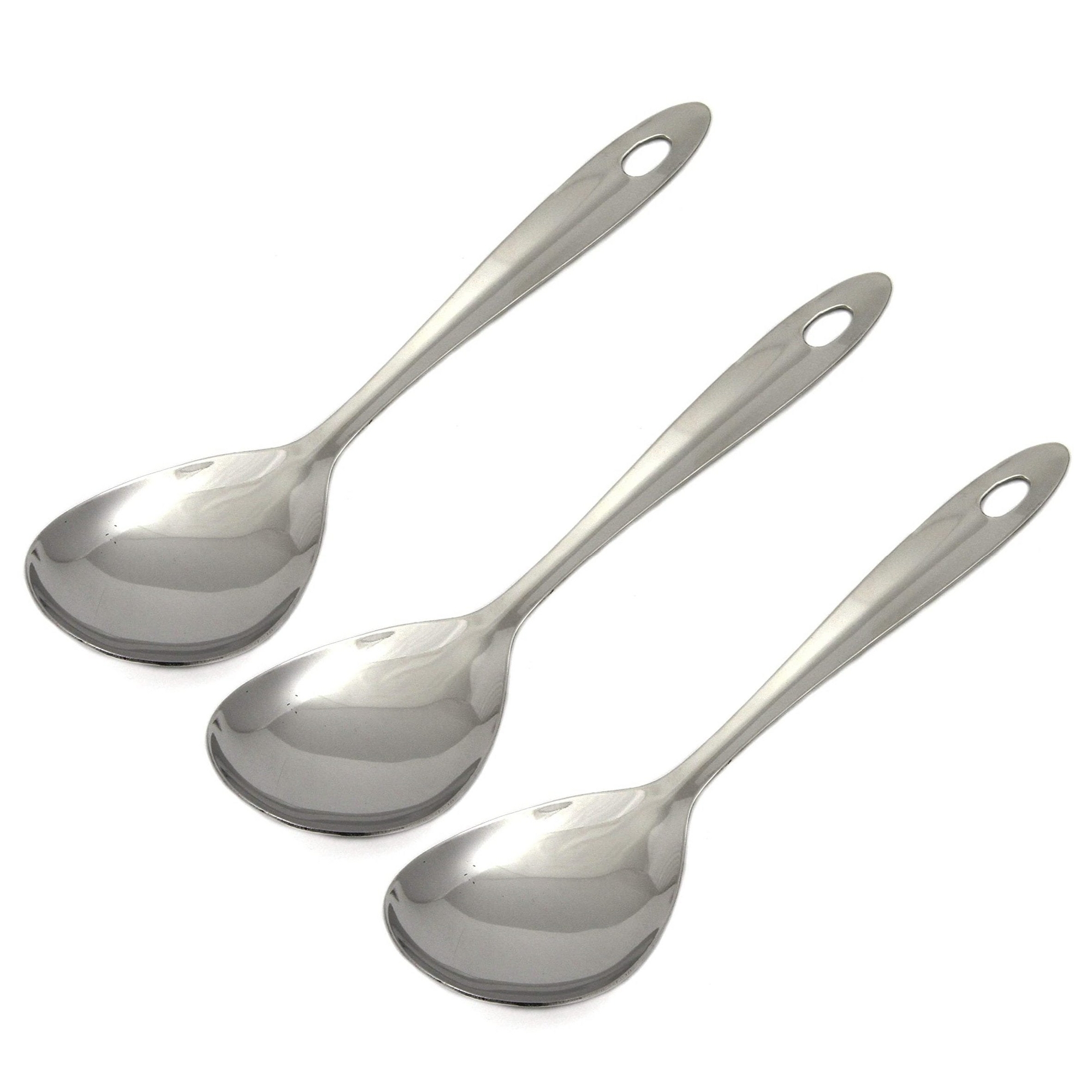 Chef Craft 9.5" Stainless Steel Basting / Serving Spoon with Sleek Mirror Finish 3-pack