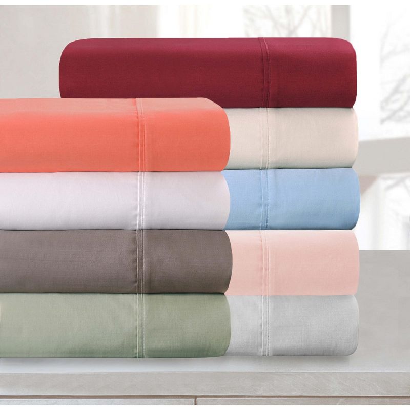 Luxury 700 Thread Count Premium Cotton Sheet Set, Modern Solid Deep Pocket, Includes: One Flat, One Fitted, and Two Pillowcases by Blue Nile Mills, 5 of 7