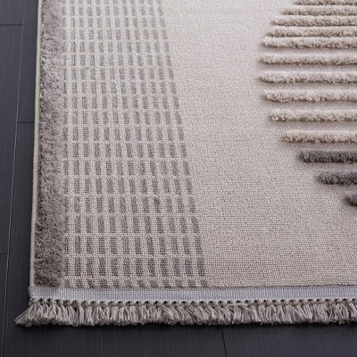 Urban Gray and Light Gray Geometric Polyester Area Rug