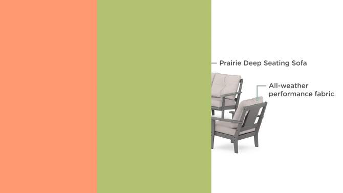 POLYWOOD 4pc Prairie Deep Seating with Sofa Outdoor Patio Conversation Set, 2 of 3, play video