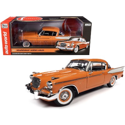 1957 Studebaker Gold Hawk Coppertone Orange and White 1/18 Diecast Model Car by Autoworld