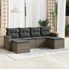 vidaXL 6 Piece Patio Sofa Set with Cushions Gray Poly Rattan - Without Table - 2 of 4