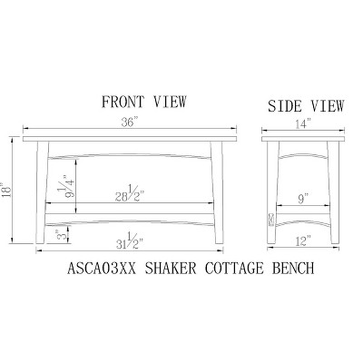 Sand Shaker Cottage Bench with Storage Shelf