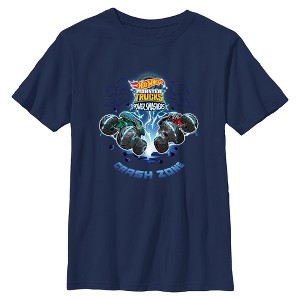 Boys Hot Wheels Power Smashers Crash Zone T Shirt - Navy Blue