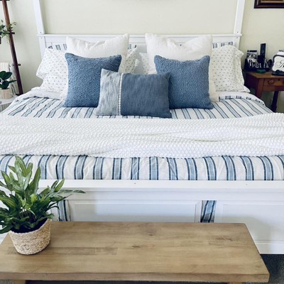 Set of Two, Blue and Beige Throw Pillows with Fringe — Threshold Interiors