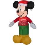 Gemmy Christmas Airblown Inflatable Mickey in Ugly Sweater, 3.5 ft Tall, Multicolored