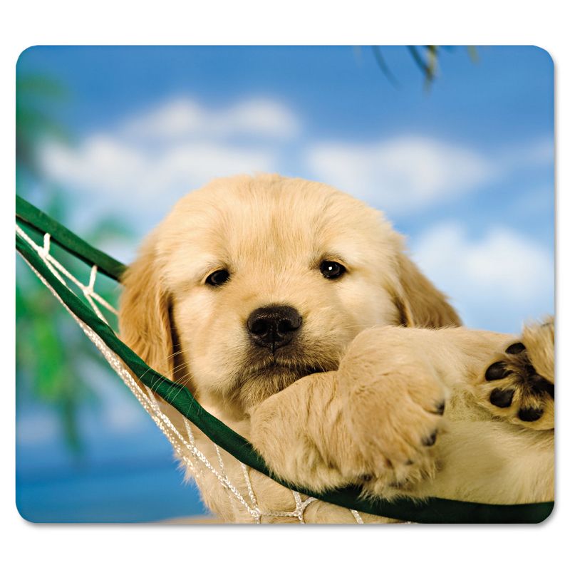 Fellowes Recycled Mouse Pad Nonskid Base 7 1/2 x 9 Puppy in Hammock 5913901, 1 of 2