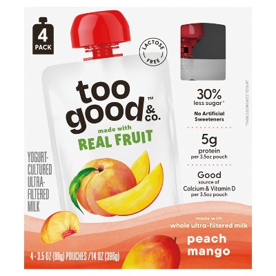 Too Good & Co. Kids' Peach & Mango Traditional Yogurt Cups - 14oz/4ct