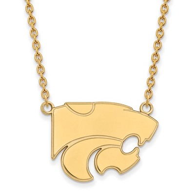 Black Bow Jewelry 14k Yellow Gold Kansas State Wildcats NCAA Necklace 18 Inch
