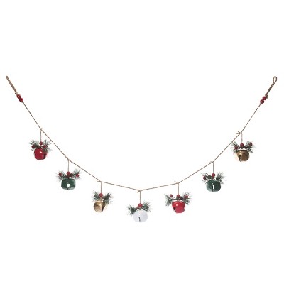 Transpac Metal 64 in. Multicolor Christmas Jingle Bell Garland