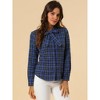 Allegra K Women's Plaid Tie Neck Button Down Long Sleeves Shirt Blouse - 3 of 4