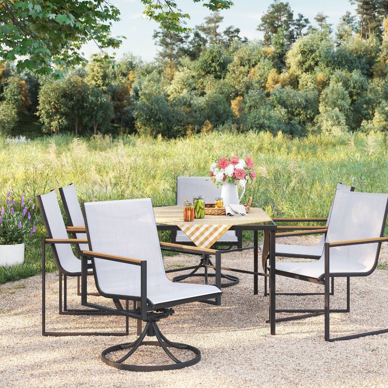 2pc Henning Swivel Outdoor Patio Dining Chairs Rocking Chairs Black - Threshold&#8482;, 3 of 8