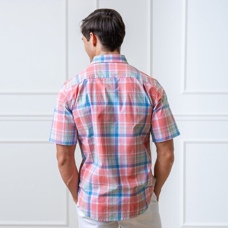 Hope & Henry Mens' Organic Cotton Short Sleeve Poplin Button Down Shirt, 3 of 6
